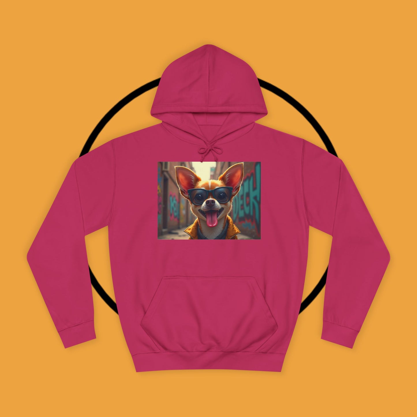 "Hip Chihuahua Sunglasses Hoodie | Cool Street Dog Art | Urban Hipster Pet Fashion | Trendy Animal Streetwear"