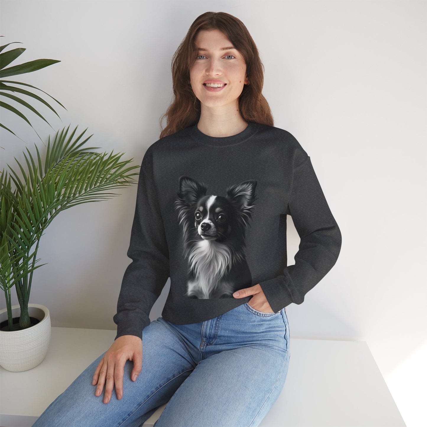 Vintage Chihuahua Portrait Sweatshirt | Black White Dog Photography | Classic Pet Art Design