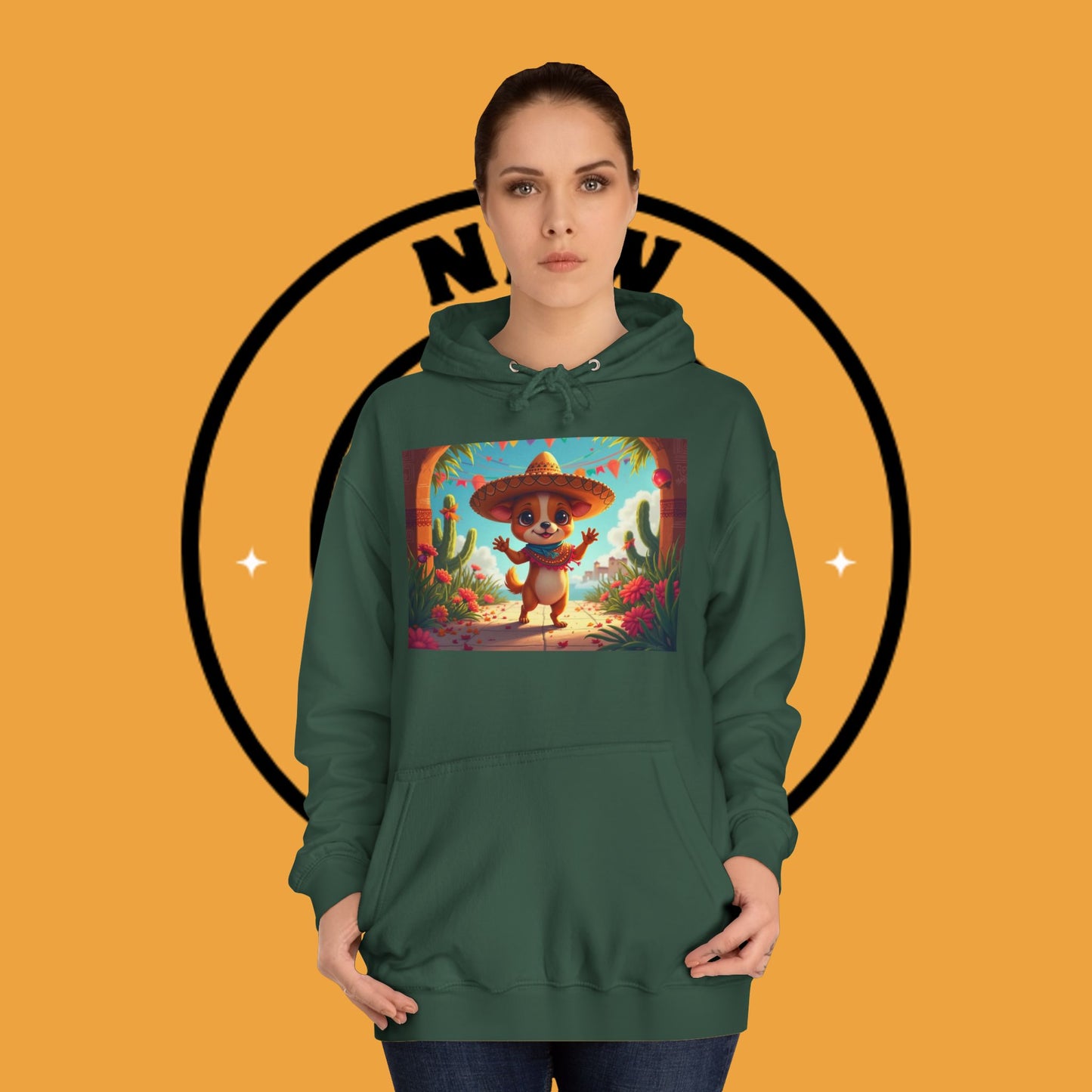 "Mexican Sombrero Chihuahua Hoodie | Fiesta Dog Celebration Wear | Authentic México Desert Art | Cinco de Mayo Gift"