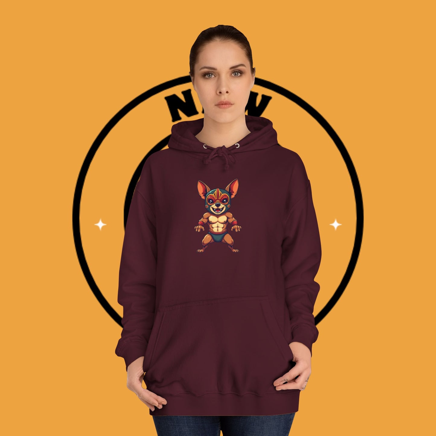 "Luchador Chihuahua Wrestling Hoodie | Mexican Lucha Libre Dog Mask | Wrestler Pet Art | Funny Fighting Dog Gift"