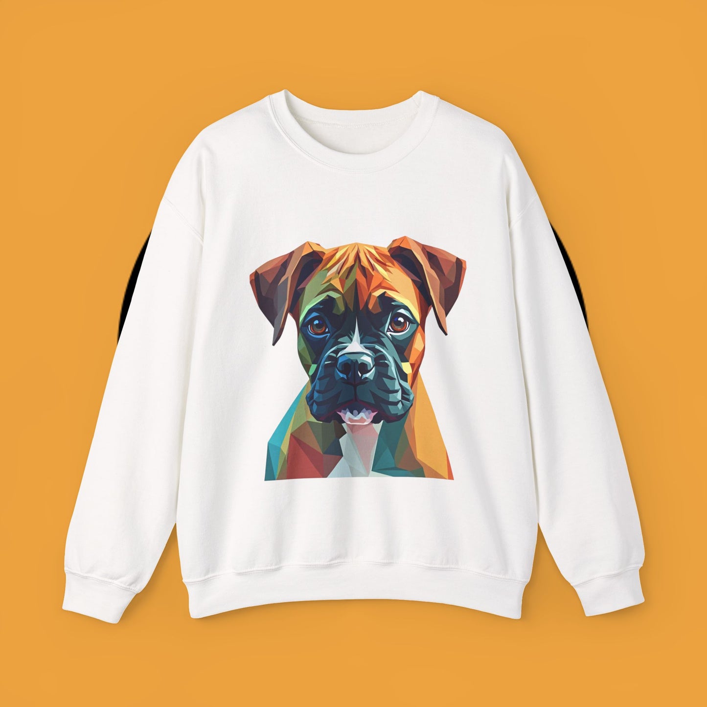 Geometric Boxer Dog Crewneck Sweatshirt - Polygon Art Pet Portrait - Modern Design Lover Gift