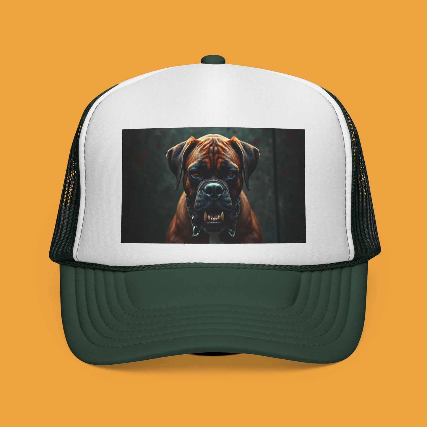 "Alpha Boxer Dog Trucker Cap - Fierce Guardian Design | Realistic Portrait Snapback Hat | Protective Breed Baseball Cap"