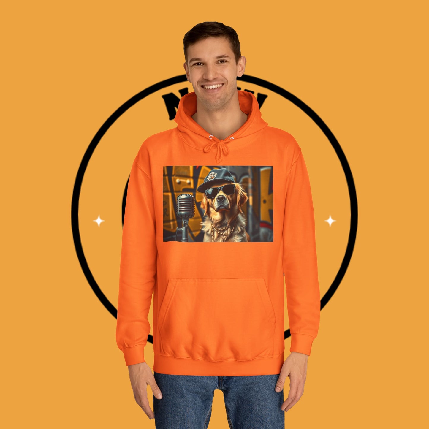 Hip Hop Hound - Cool Dog Rapper with Microphone - Rapper Dog Hoodie: Street Style Icon with Retro Vibes - Unisex Hoodie