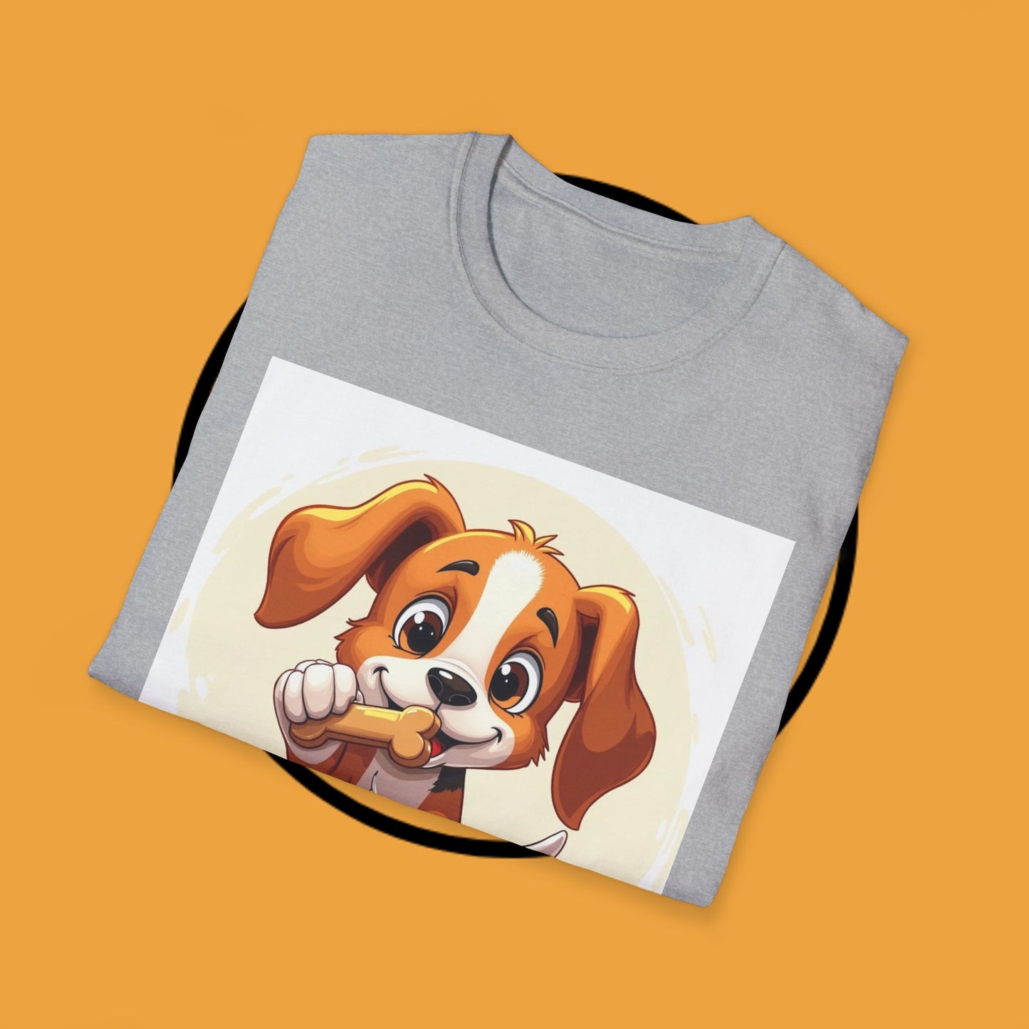 Happy Beagle Puppy with Bone T-Shirt - Cute Cartoon Dog Graphic Tee for Pet Lovers