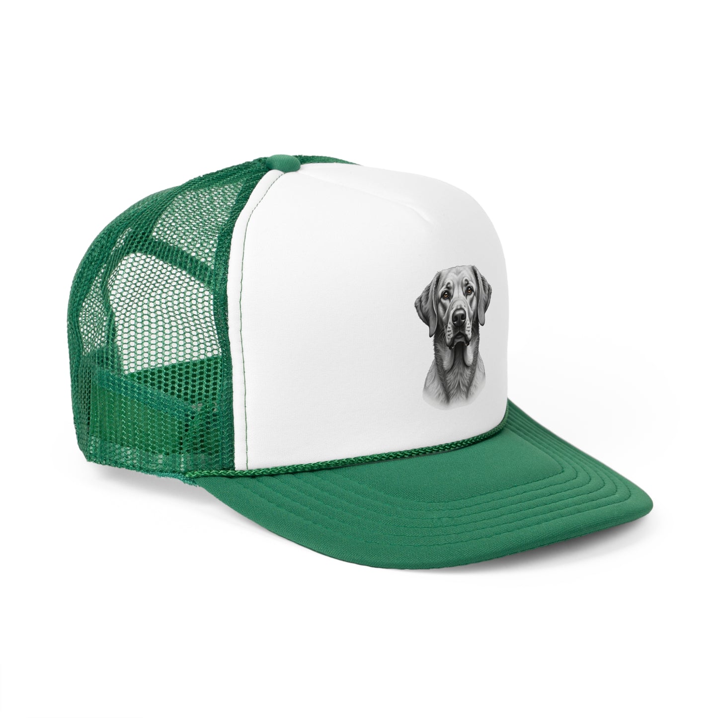 Hyperrealistic Labrador Trucker Cap - Professional Black White Portrait - Unisex Artistic Cap