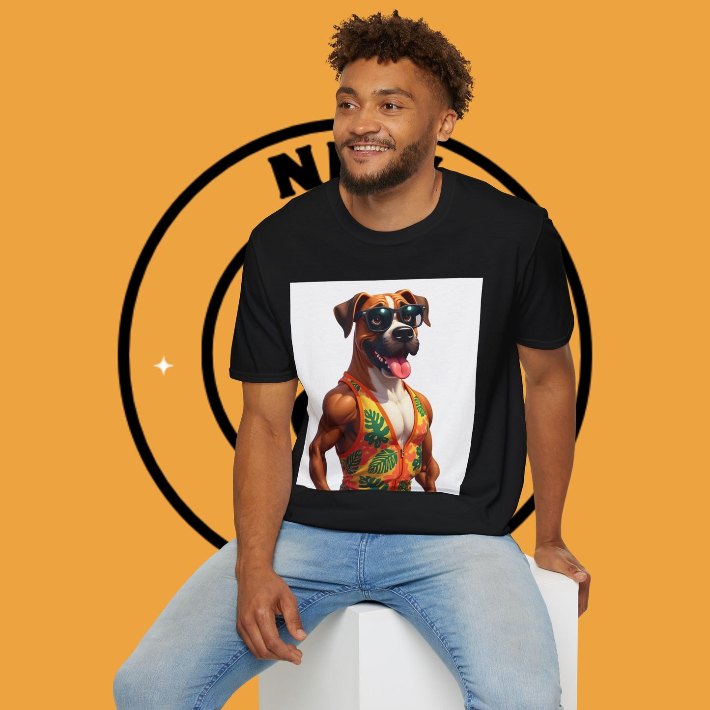 "Buff Beach Boxer" Summer Vacation T-Shirt / Buff Boxer Dog T-Shirt - Funny Muscular Beach Dog Tee
