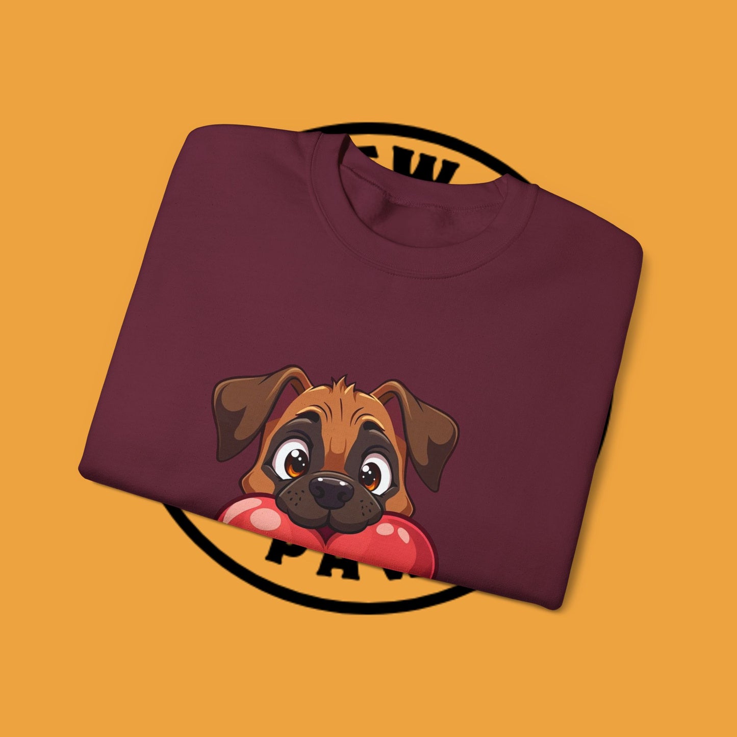 Adorable Puppy Love Heart Crewneck Sweatshirt - Perfect Gift for Dog Lovers