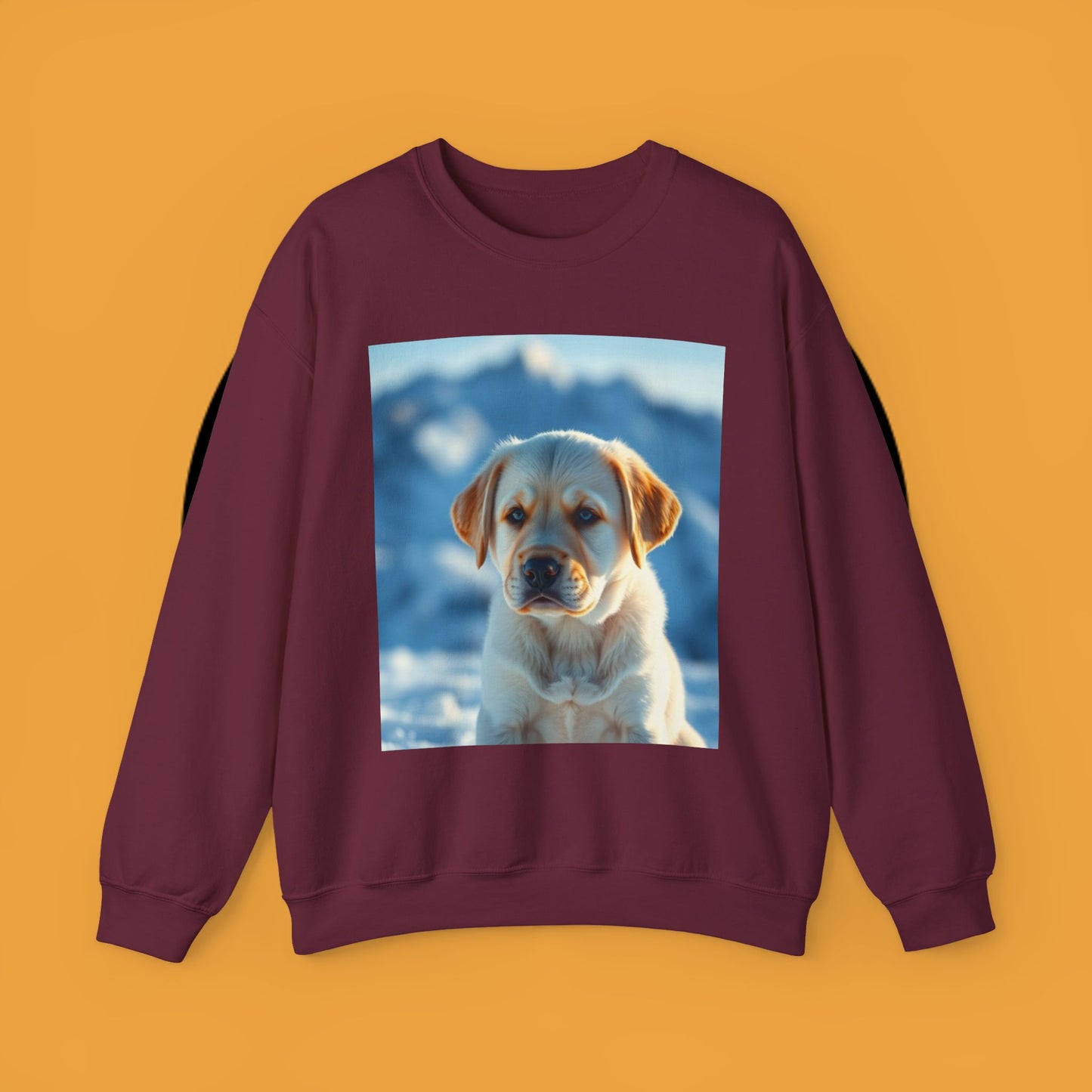 Crewneck Sweatshirt - Cute Labrador Puppy with Blue Eyes - Adorable Dog Portrait in Snow