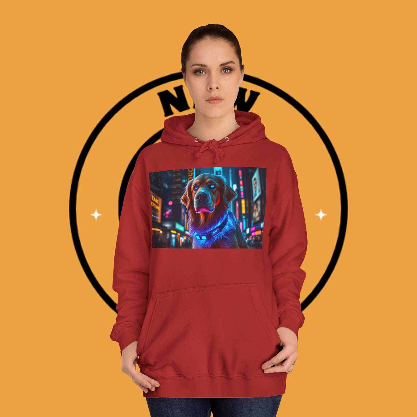 Neon City Lights – Futuristic Urban Dog Hoodie - Unisex Hoodies