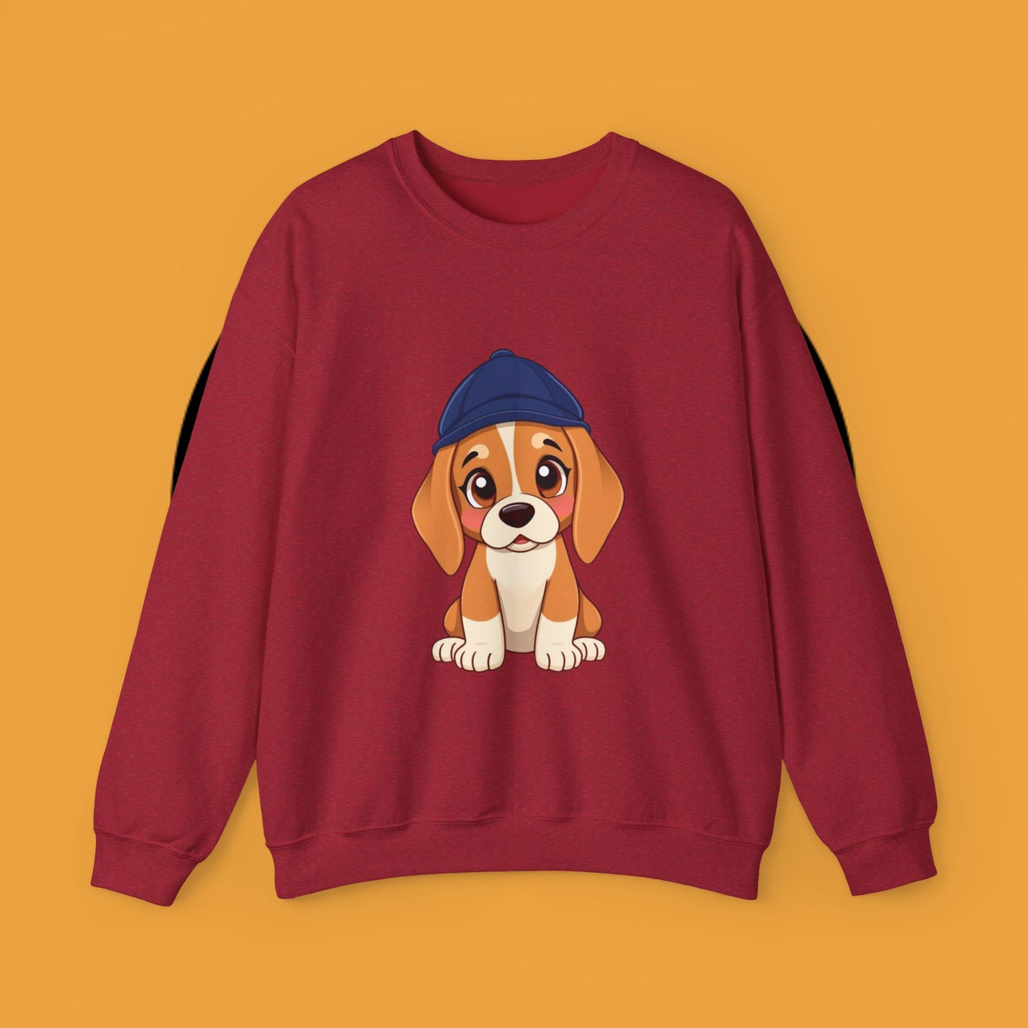 Beagle Puppy Crewneck Sweatshirt with Hat - Adorable Kawaii Dog Design