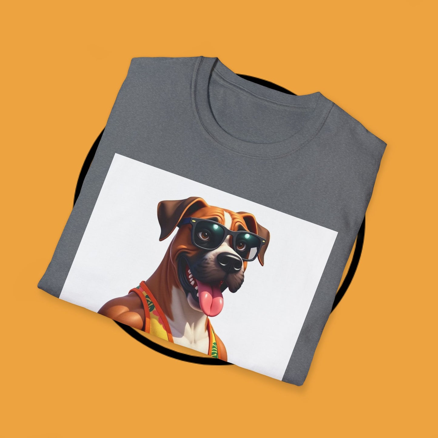 "Buff Beach Boxer" Summer Vacation T-Shirt / Buff Boxer Dog T-Shirt - Funny Muscular Beach Dog Tee