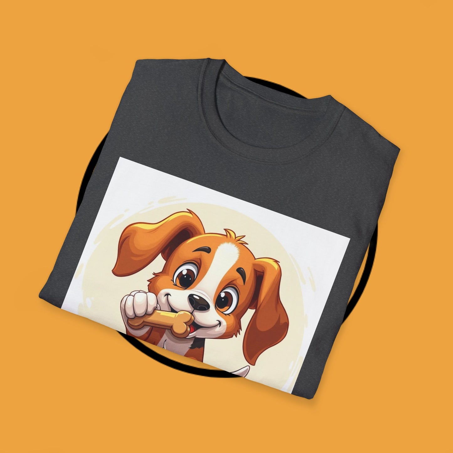 Happy Beagle Puppy with Bone T-Shirt - Cute Cartoon Dog Graphic Tee for Pet Lovers