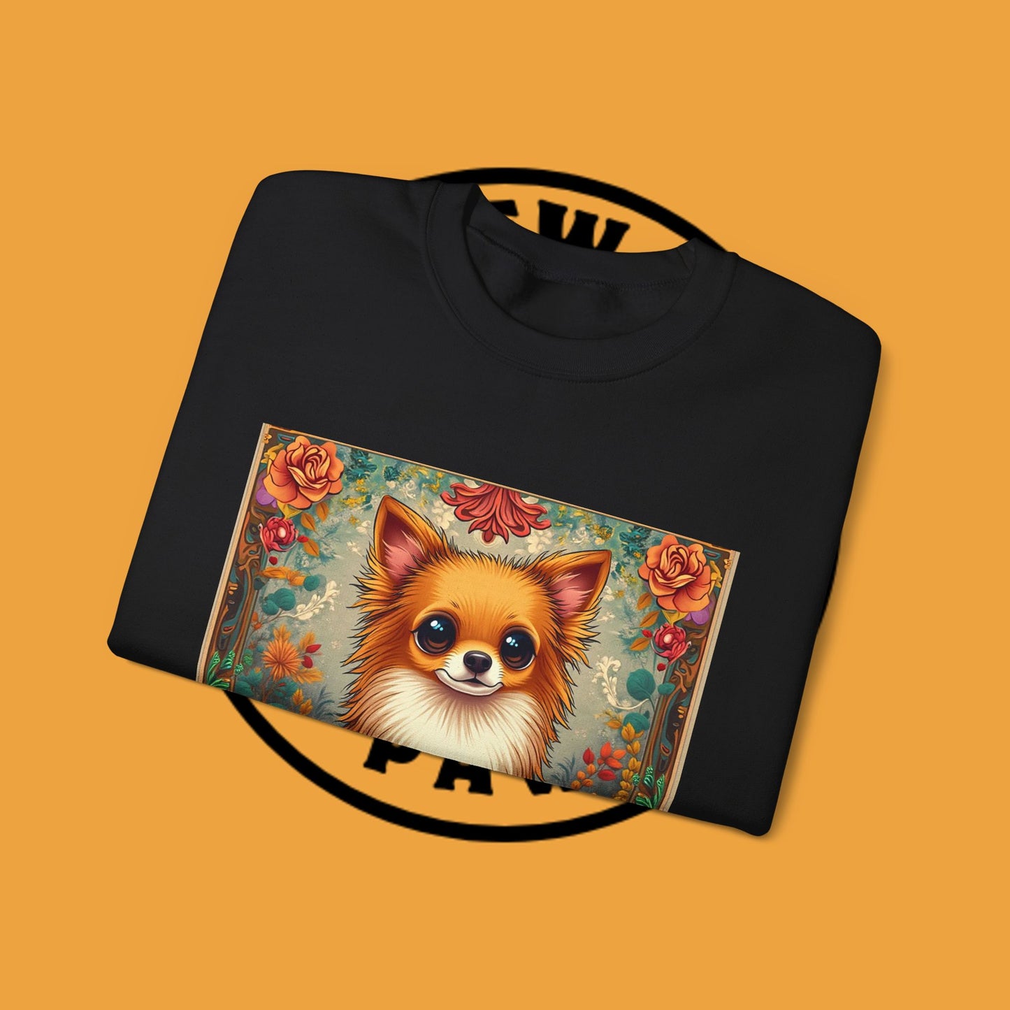 Victorian Chihuahua Garden Sweatshirt | Ornate Floral Dog Portrait | Botanical Pet Art Design