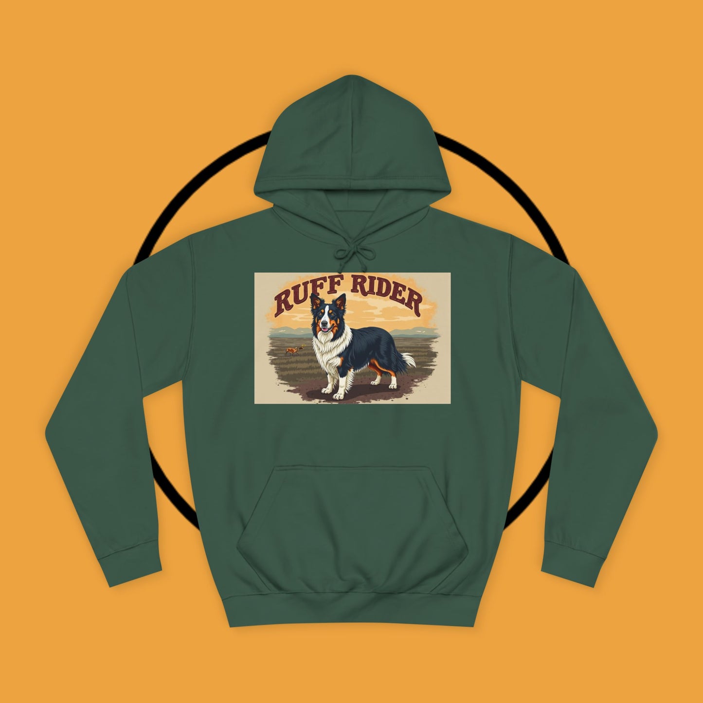 "Ruff Rider Border Collie Hoodie - Vintage Western Dog Lover Sweatshirt | Premium Quality Comfort Wear"