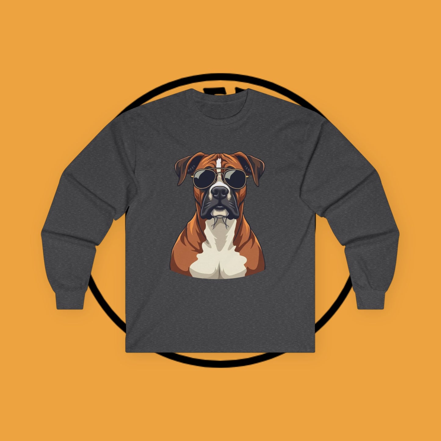 Cool Boxer Dog with Sunglasses Long Sleeve T-Shirt - Funny Aviator Style Design