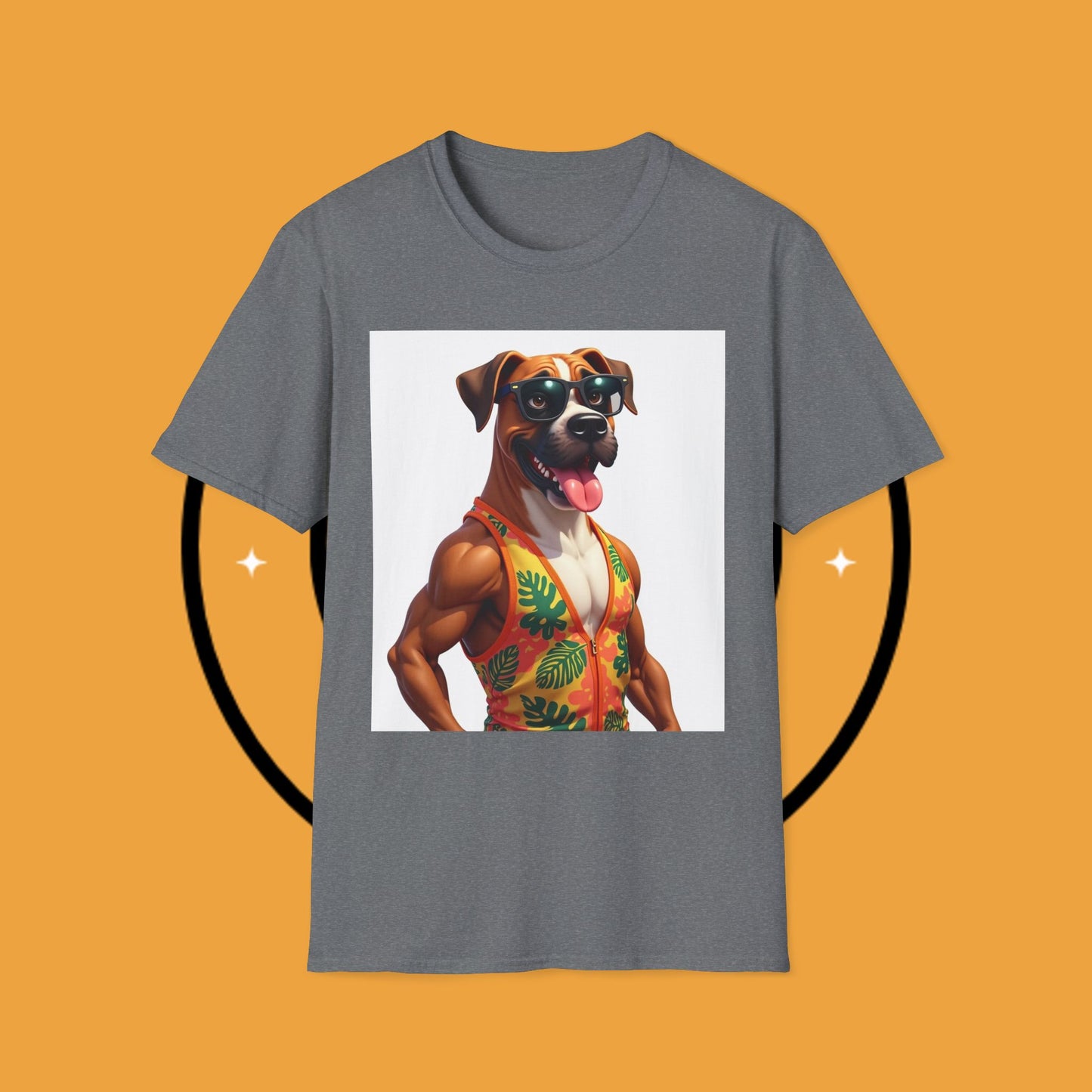 "Buff Beach Boxer" Summer Vacation T-Shirt / Buff Boxer Dog T-Shirt - Funny Muscular Beach Dog Tee