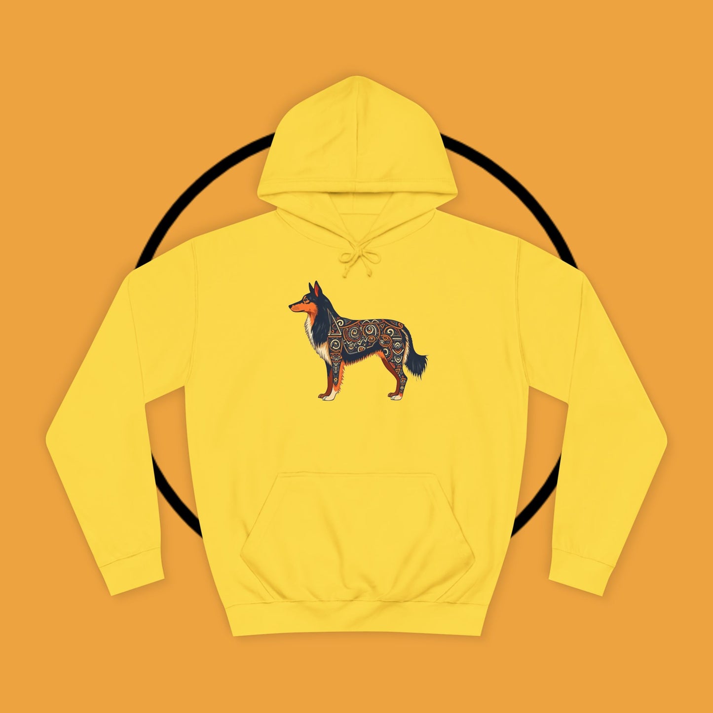 "Tribal Border Collie Mandala Hoodie - Sacred Geometry Dog Art Sweatshirt | Spiritual Celtic Design"