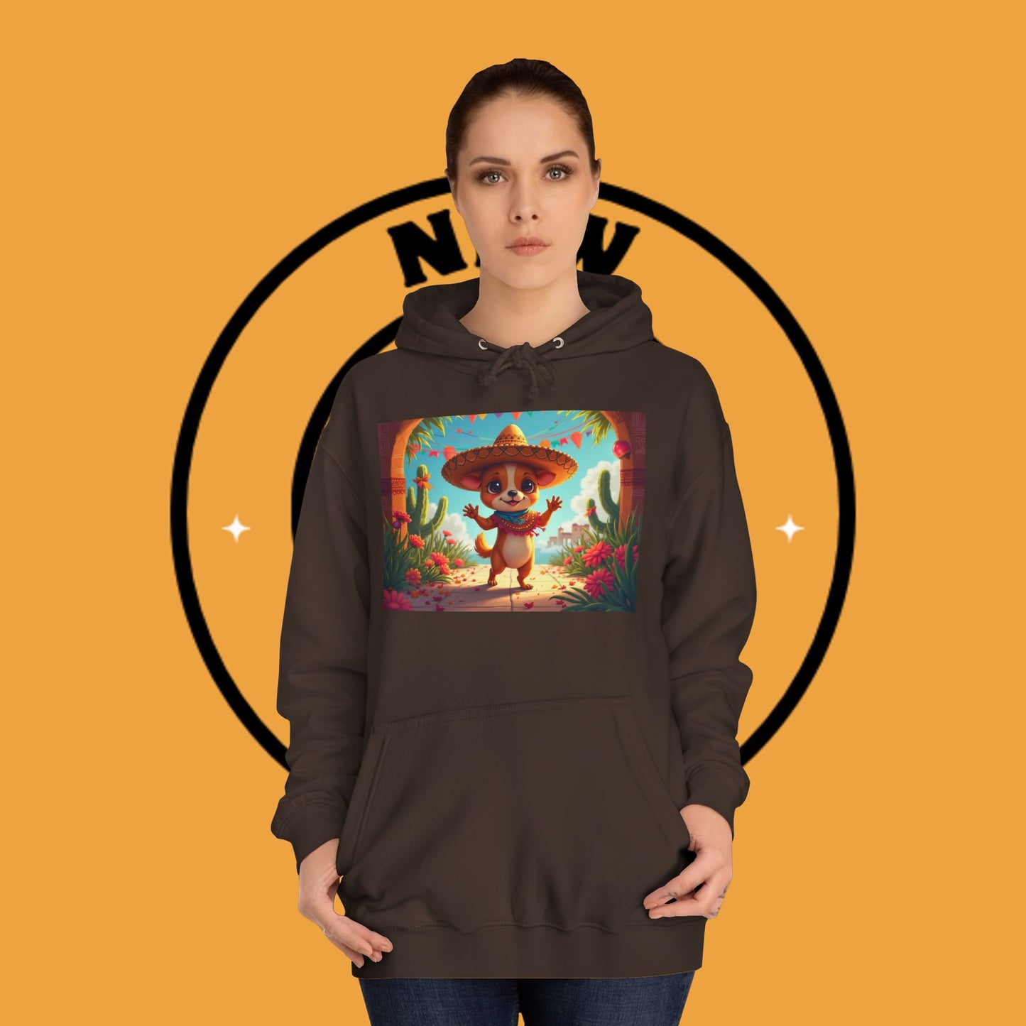 "Mexican Sombrero Chihuahua Hoodie | Fiesta Dog Celebration Wear | Authentic México Desert Art | Cinco de Mayo Gift"