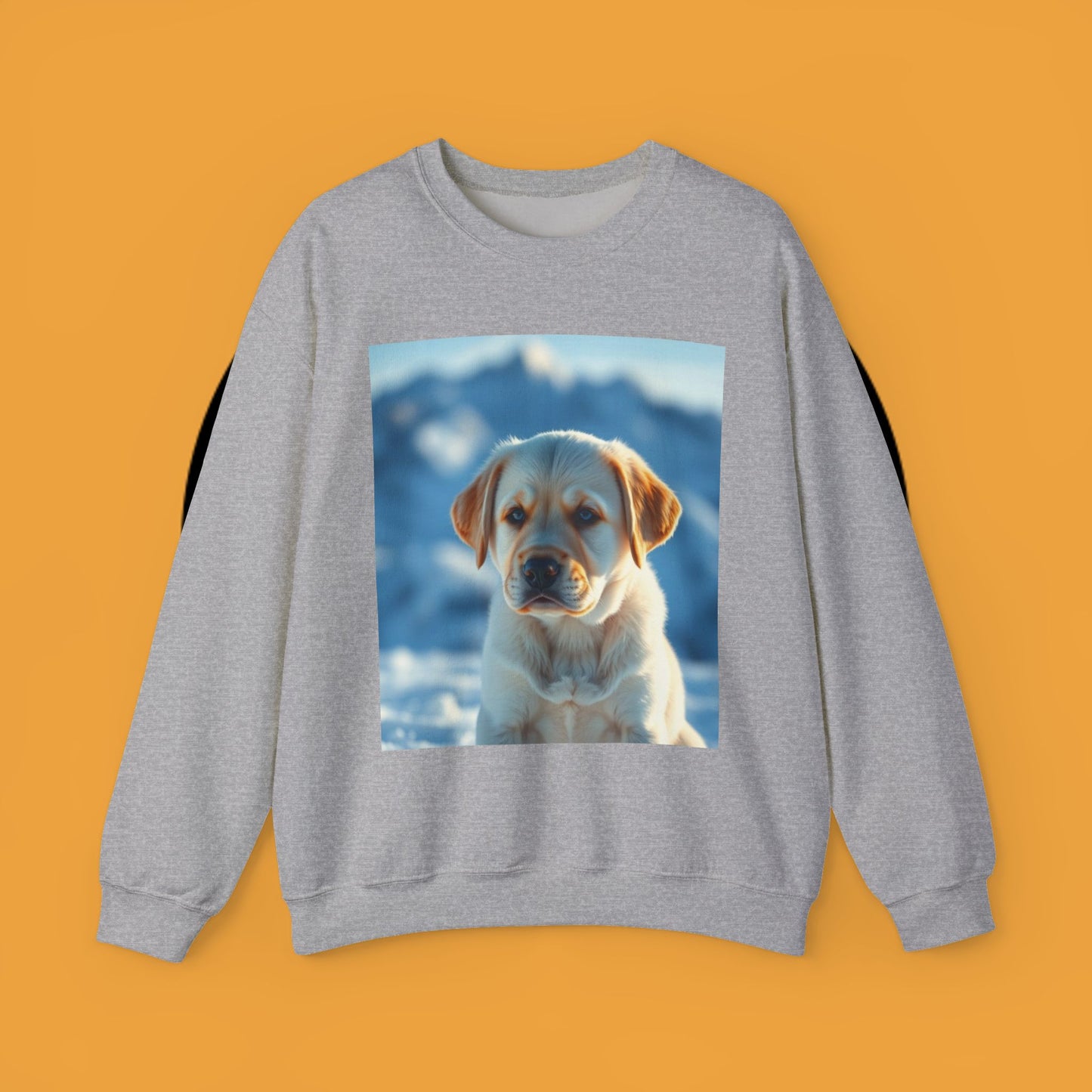 Crewneck Sweatshirt - Cute Labrador Puppy with Blue Eyes - Adorable Dog Portrait in Snow