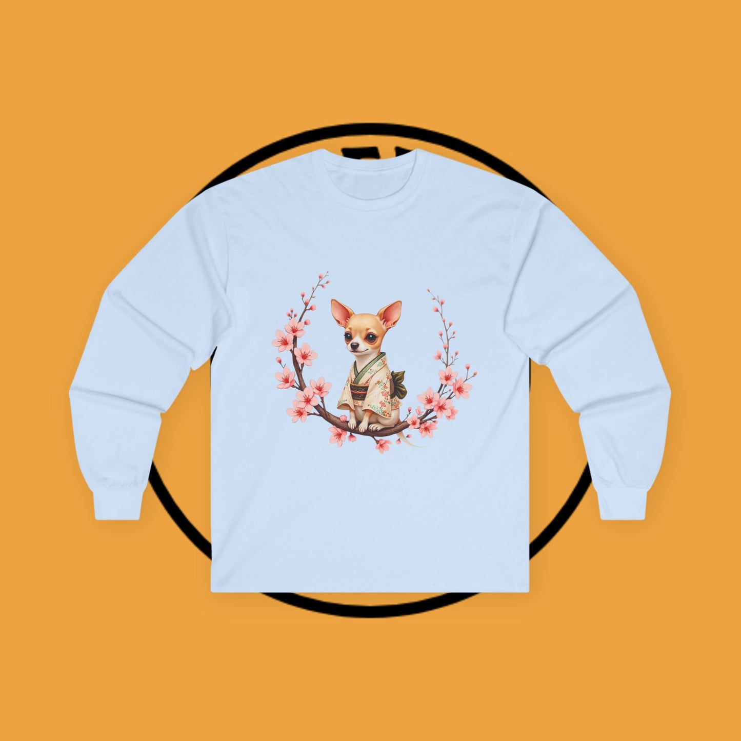 ๐ธ Sakura Chihuahua Kimono Long Sleeve Tee - Japanese Cherry Blossom Design