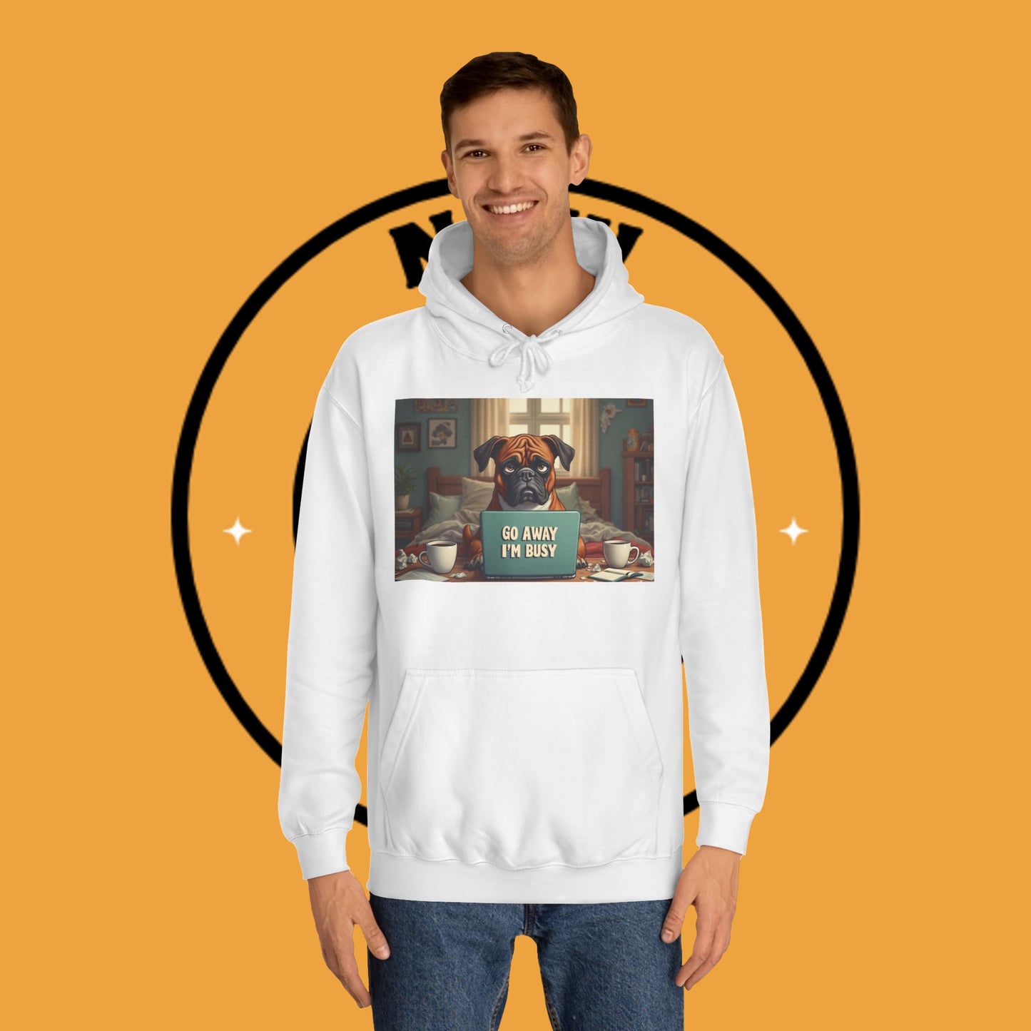 "Go Away I'm Busy" Working Dog Hoodie - Funny Office Humor Apparel | Remote Work Gift