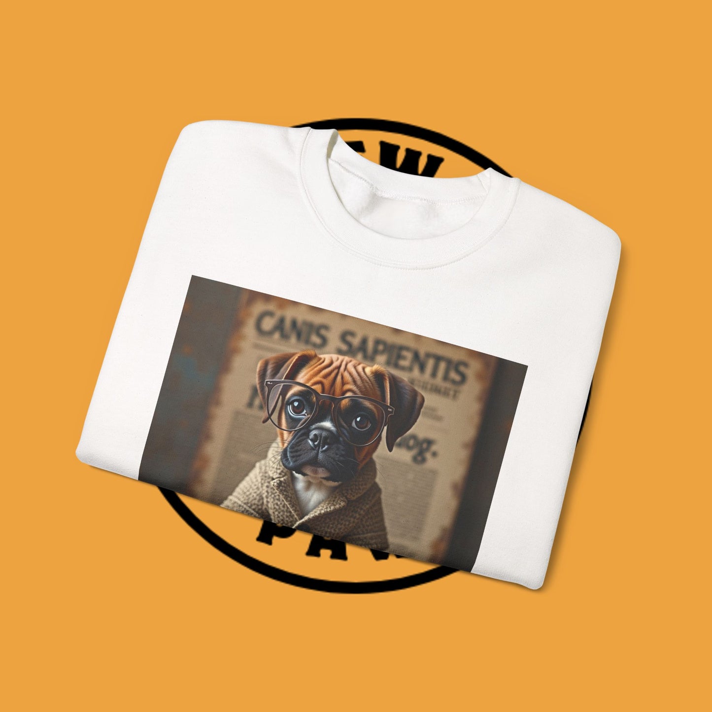 Professor Puppy Glasses Crewneck Sweatshirt - Scholarly Dog Design - Academic Pet Lover Gift