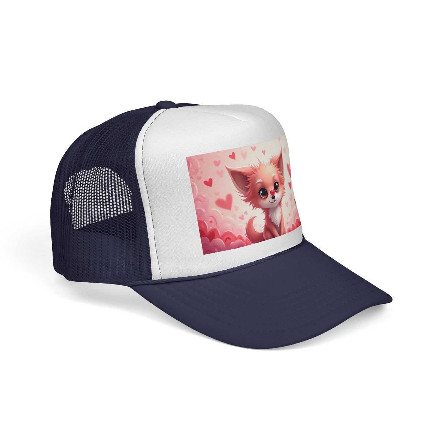 Kawaii Pink Chihuahua Trucker Hat - Cute Heart Design Mesh Cap | Valentine's Day Dog Lover Gift