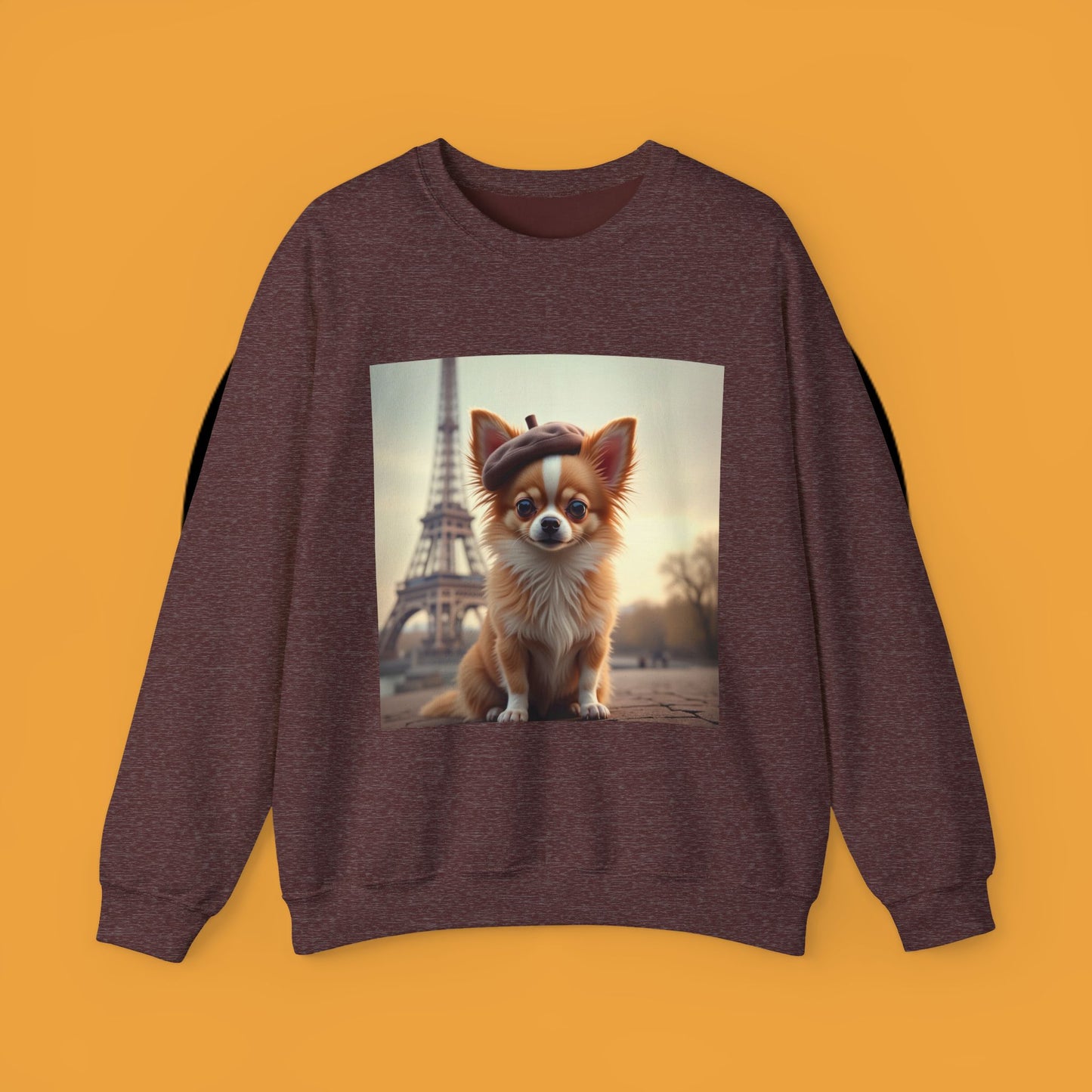 Parisian Chihuahua Beret Sweatshirt | French Dog Eiffel Tower Design | Travel Lover Gift