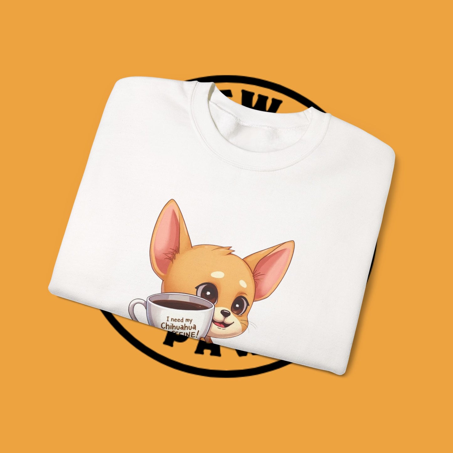 Coffee Chihuahua Sweatshirt - "I Need My Chihuahua Caffeine" Funny Dog Coffee Lover Gift
