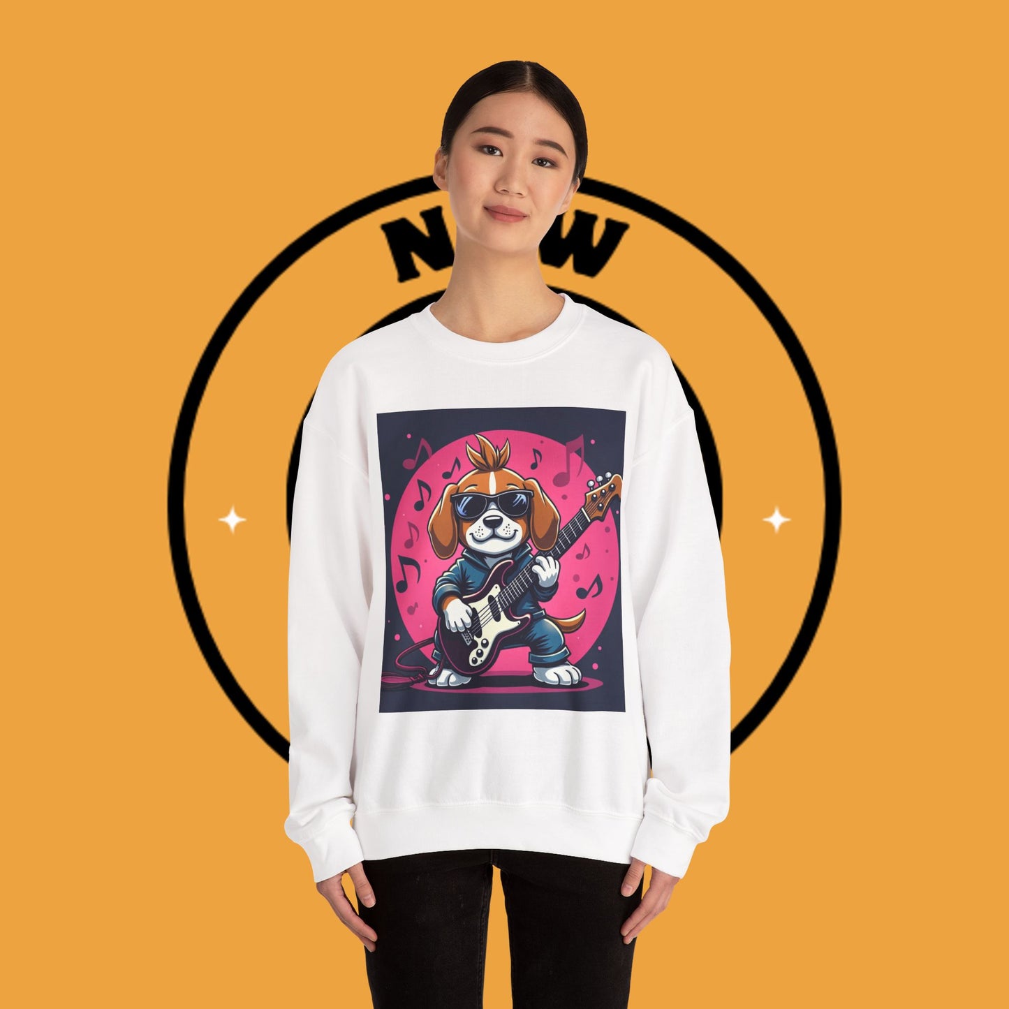 Dog Lover Crewneck Sweatshirt - Beagle Rockstar ๐ธ ROCK STAR BEAGLE SWEATSHIRT - UNLEASH YOUR INNER ROCKSTAR! ๐ธ