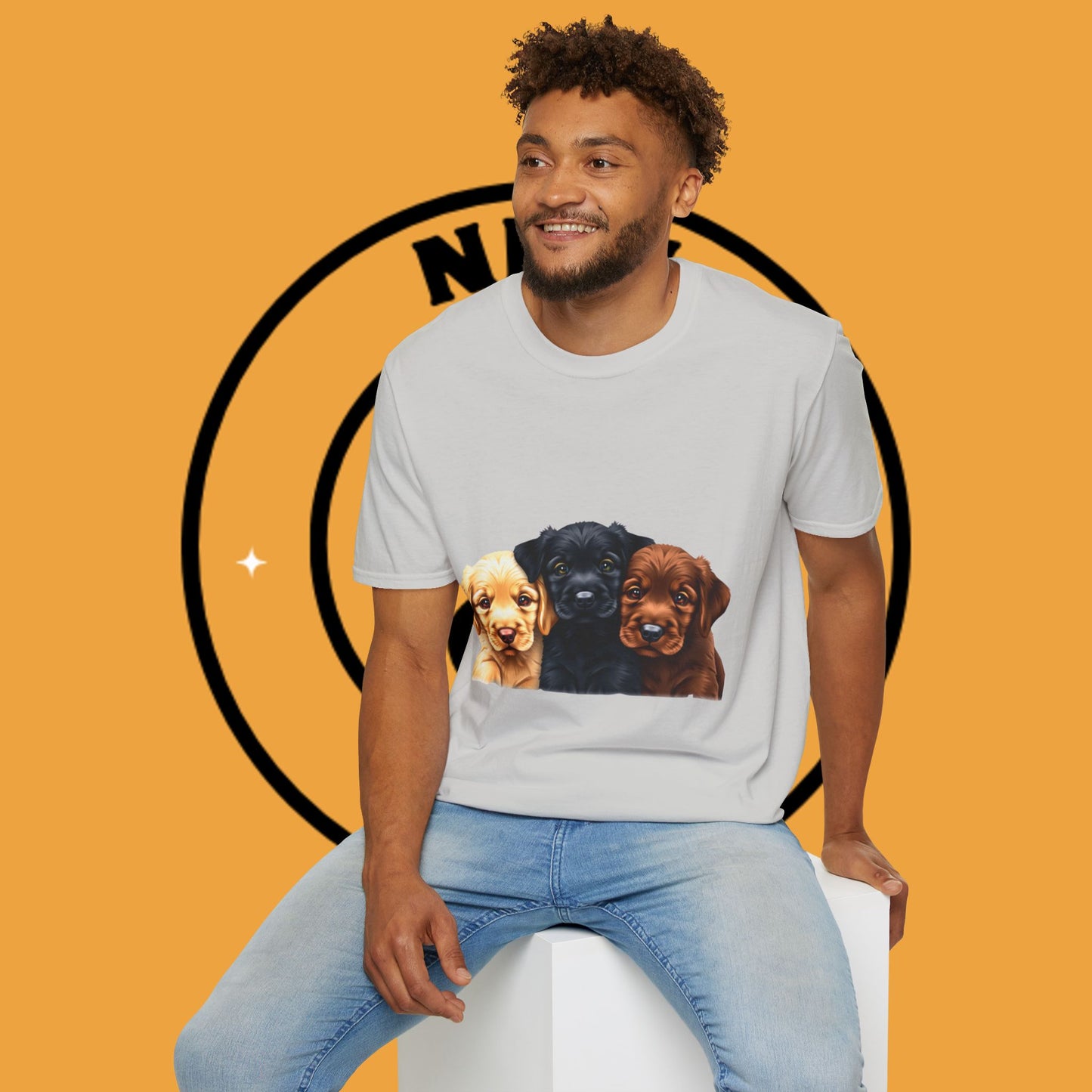 3 Adorable Retrievers Puppys - Dog - Unisex T-Shirt Design "Retriever Squad ๐พ | Trio of Cuteness T-Shirt for Dog Devotees"