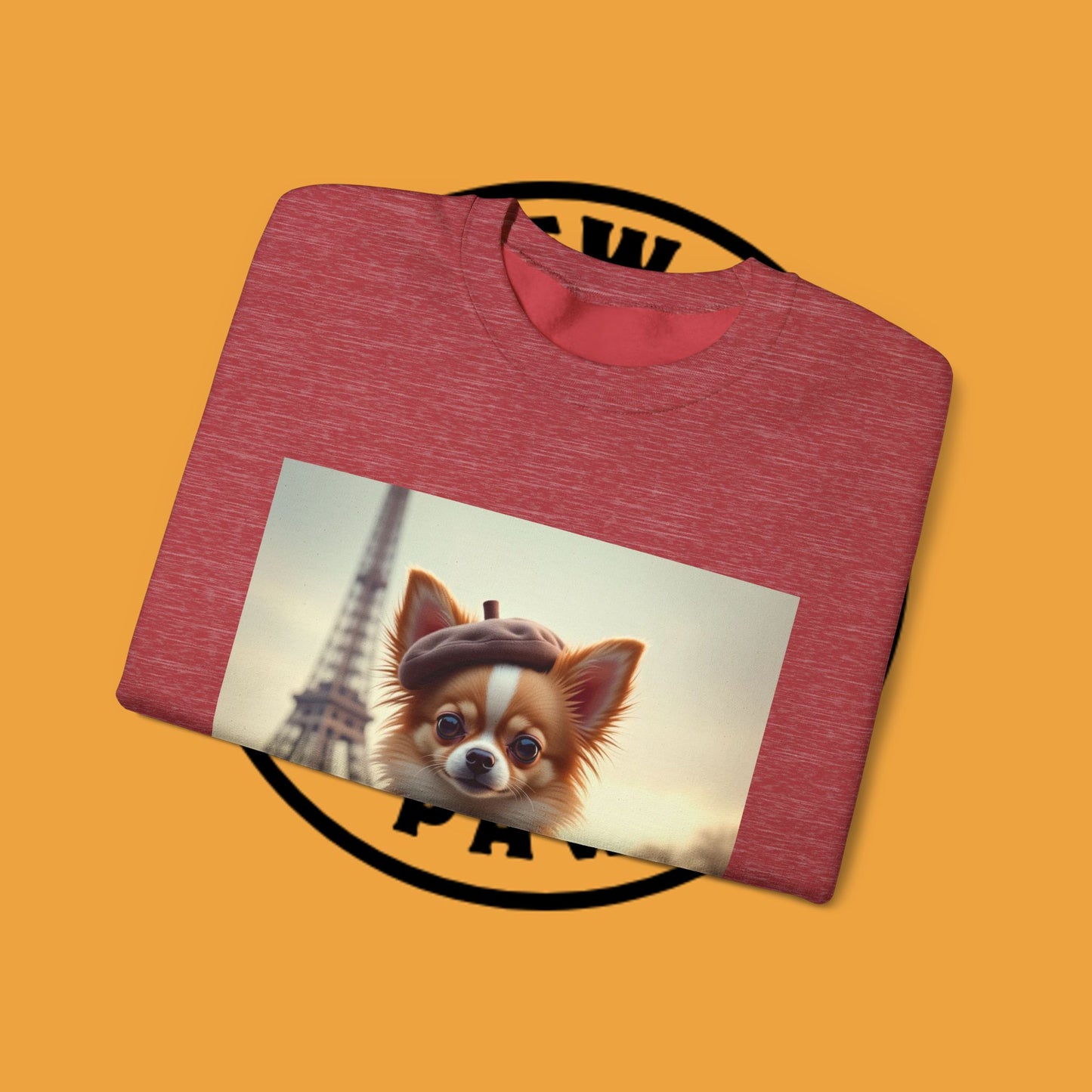 Parisian Chihuahua Beret Sweatshirt | French Dog Eiffel Tower Design | Travel Lover Gift
