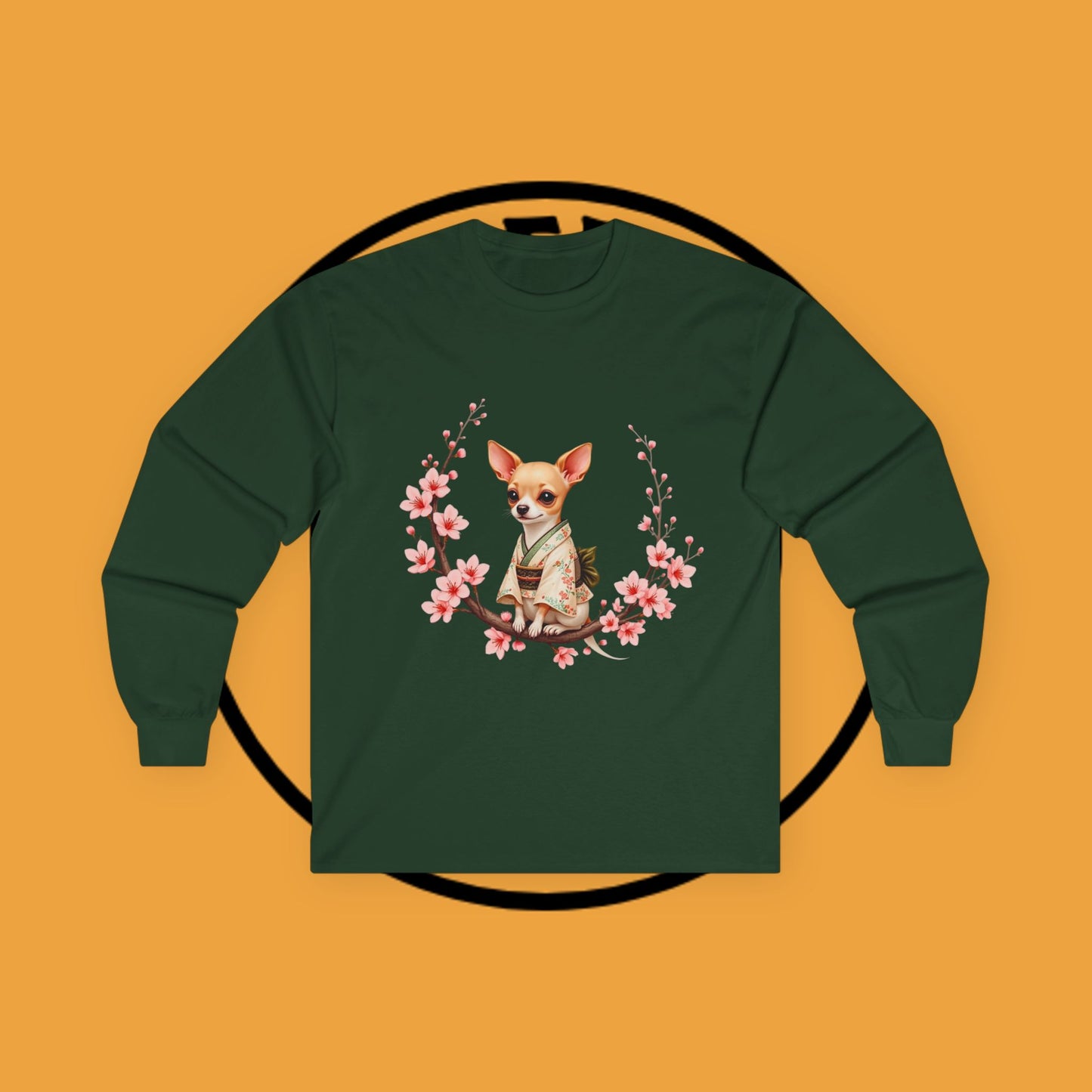 ๐ธ Sakura Chihuahua Kimono Long Sleeve Tee - Japanese Cherry Blossom Design
