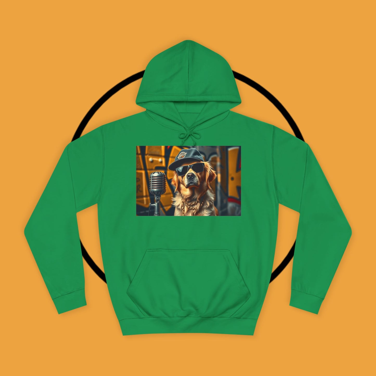 Hip Hop Hound - Cool Dog Rapper with Microphone - Rapper Dog Hoodie: Street Style Icon with Retro Vibes - Unisex Hoodie