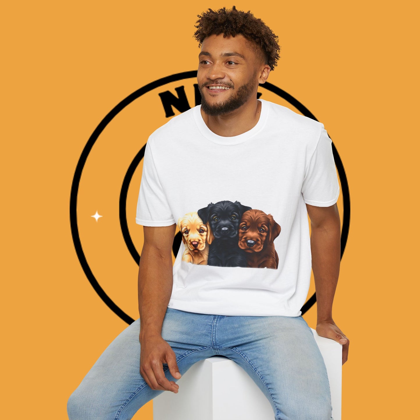 3 Adorable Retrievers Puppys - Dog - Unisex T-Shirt Design "Retriever Squad ๐พ | Trio of Cuteness T-Shirt for Dog Devotees"