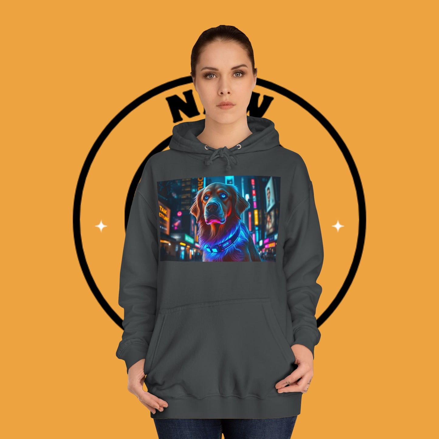 Neon City Lights – Futuristic Urban Dog Hoodie - Unisex Hoodies