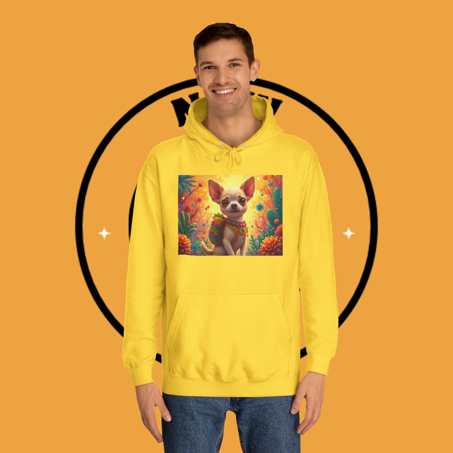 "Mexican Fiesta Chihuahua Hoodie | Day of Dead Dog Art | Colorful Desert Cactus Design | Cinco de Mayo Gift"