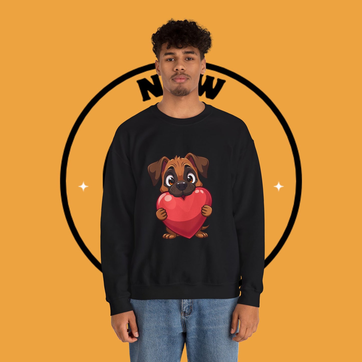 Adorable Puppy Love Heart Crewneck Sweatshirt - Perfect Gift for Dog Lovers