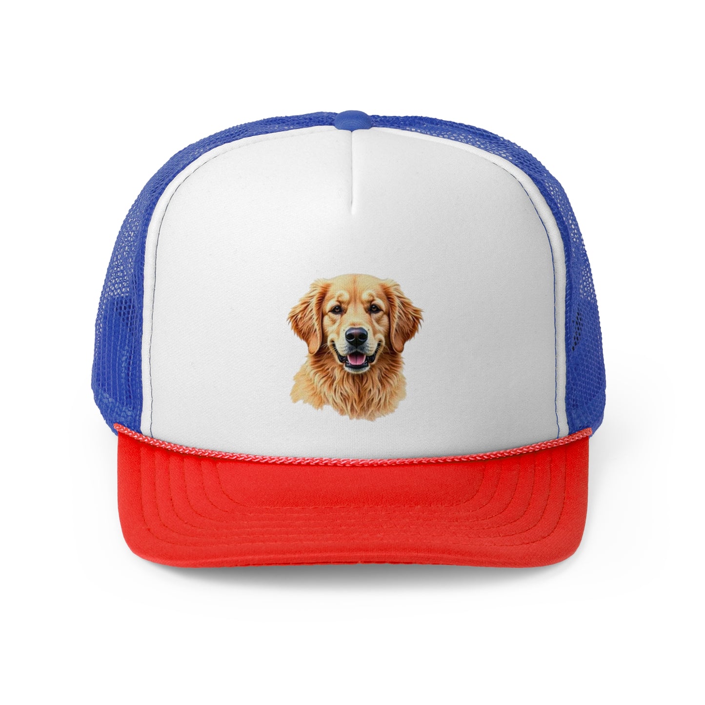 Golden Retriever Portrait Trucker Hat - Happy Dog Watercolor Art Style Cap - Perfect for Pet Lovers