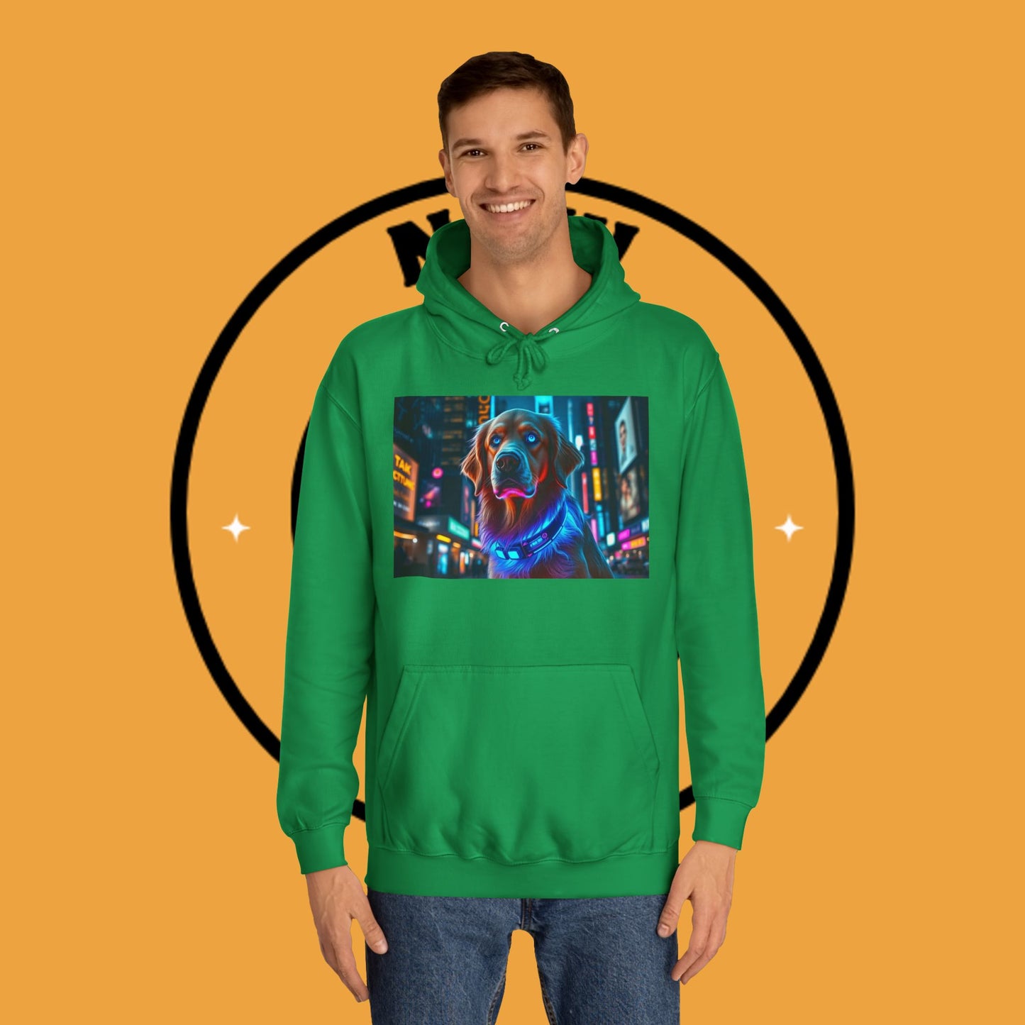 Neon City Lights – Futuristic Urban Dog Hoodie - Unisex Hoodies