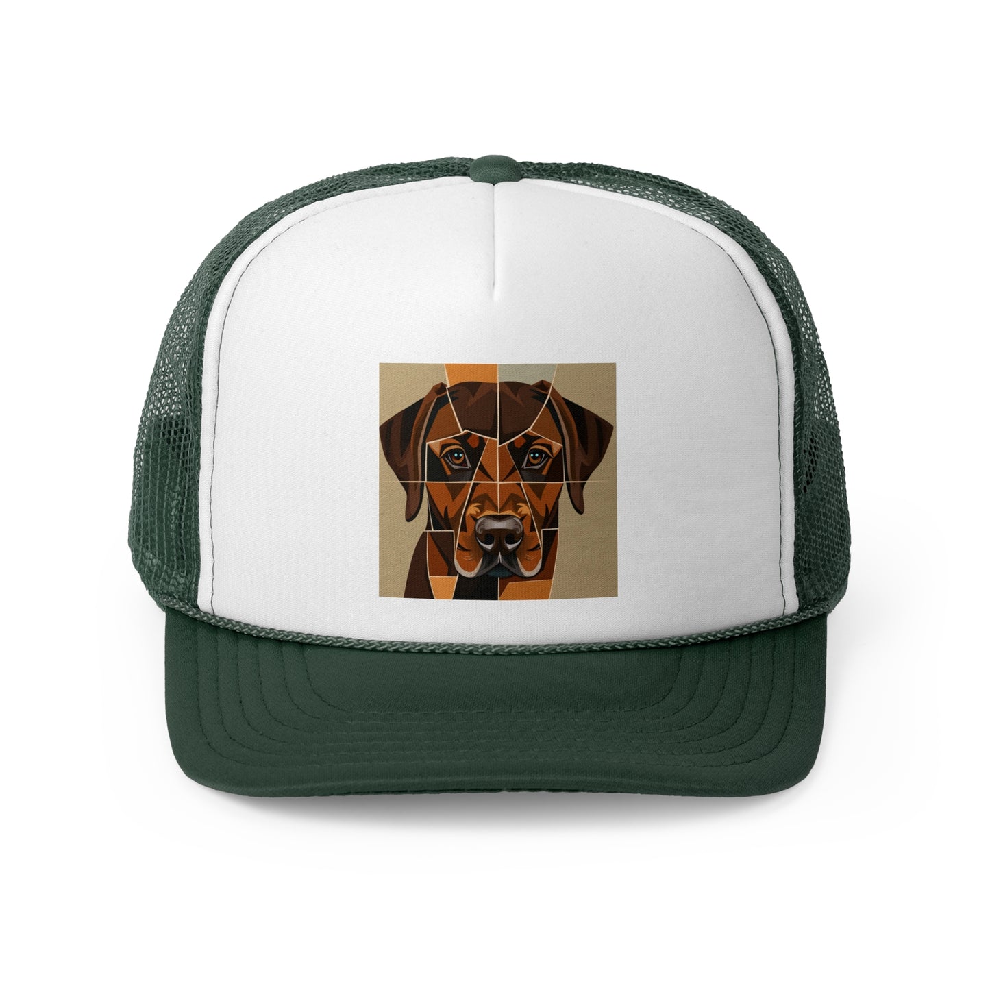 Geometric Dog Trucker Cap - Modern Low Poly Art Design - Unisex Minimalist Cap