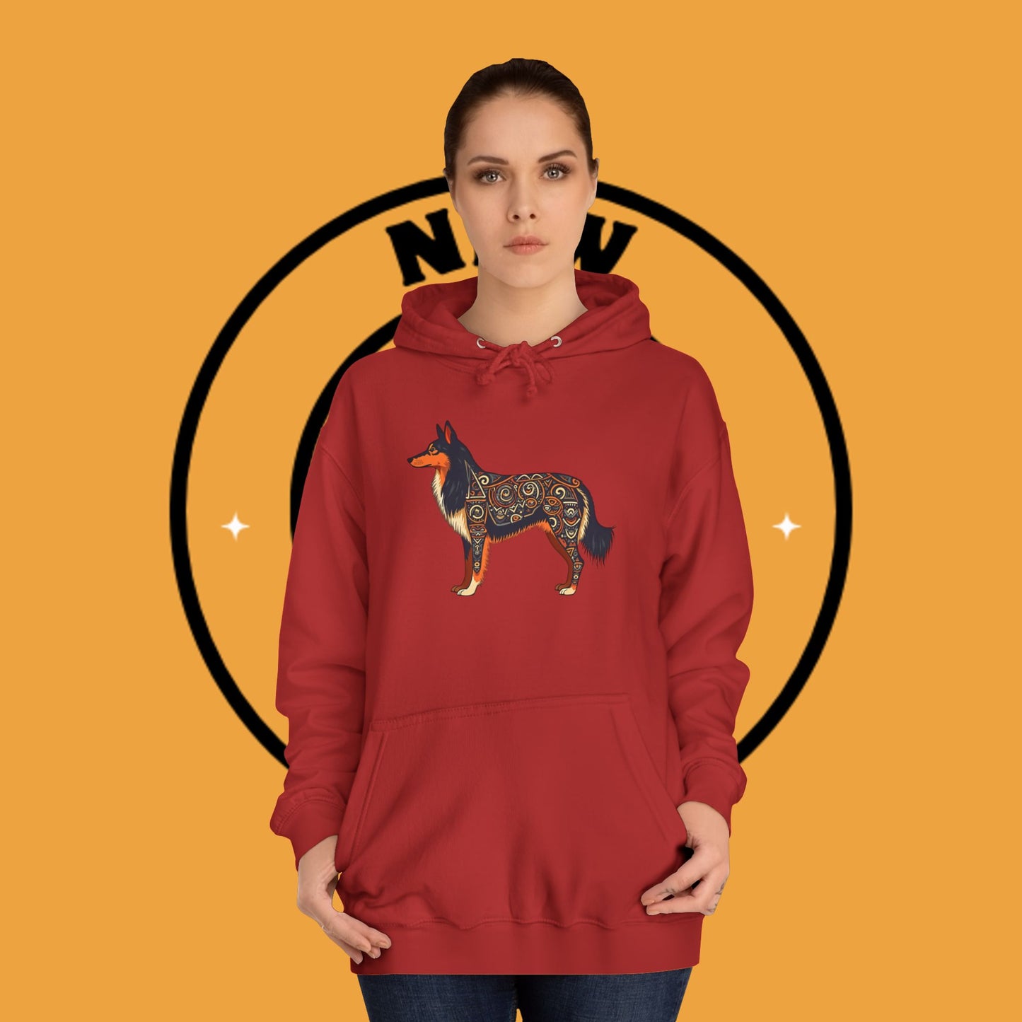 "Tribal Border Collie Mandala Hoodie - Sacred Geometry Dog Art Sweatshirt | Spiritual Celtic Design"