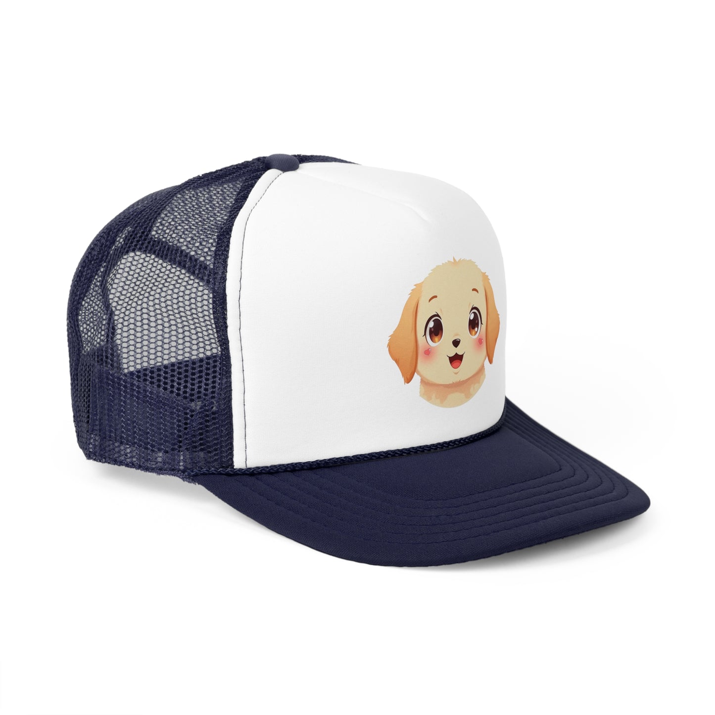 Kawaii Golden Puppy Trucker Cap - Super Cute Chibi Anime Design - Unisex Cute Cap