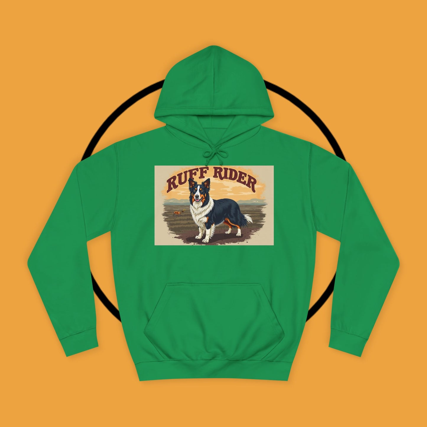 "Ruff Rider Border Collie Hoodie - Vintage Western Dog Lover Sweatshirt | Premium Quality Comfort Wear"