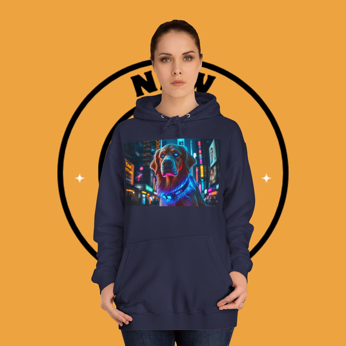 Neon City Lights – Futuristic Urban Dog Hoodie - Unisex Hoodies