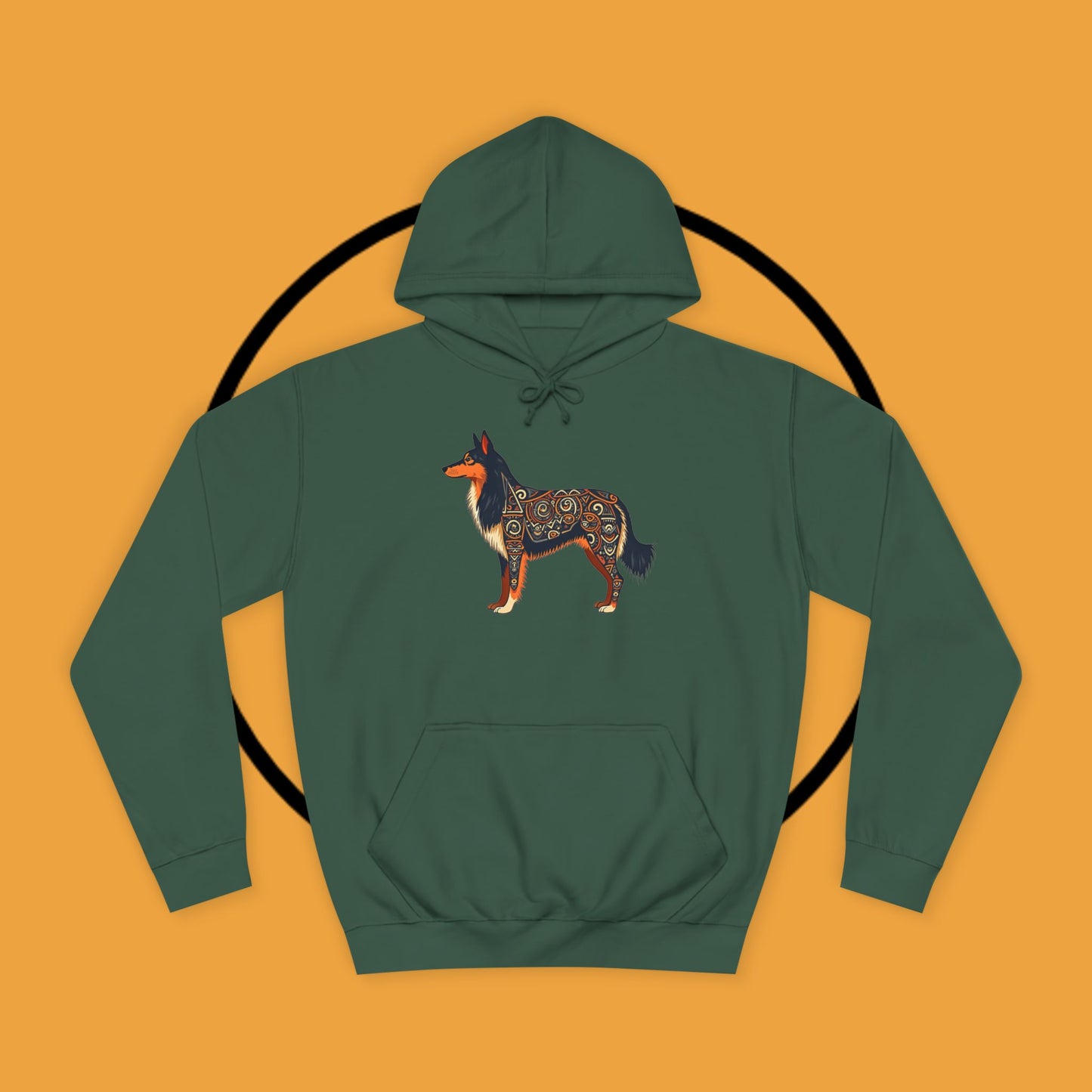 "Tribal Border Collie Mandala Hoodie - Sacred Geometry Dog Art Sweatshirt | Spiritual Celtic Design"