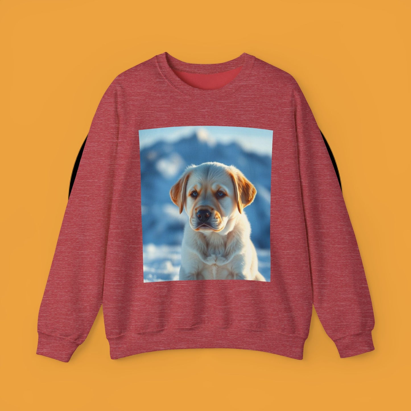 Crewneck Sweatshirt - Cute Labrador Puppy with Blue Eyes - Adorable Dog Portrait in Snow