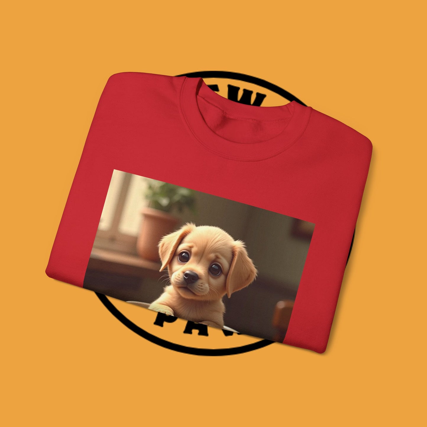 Unisex Dog Lover Crewneck Sweatshirt - Teacup Puppy: Adorable Yellow Lab in Coffee Cup
