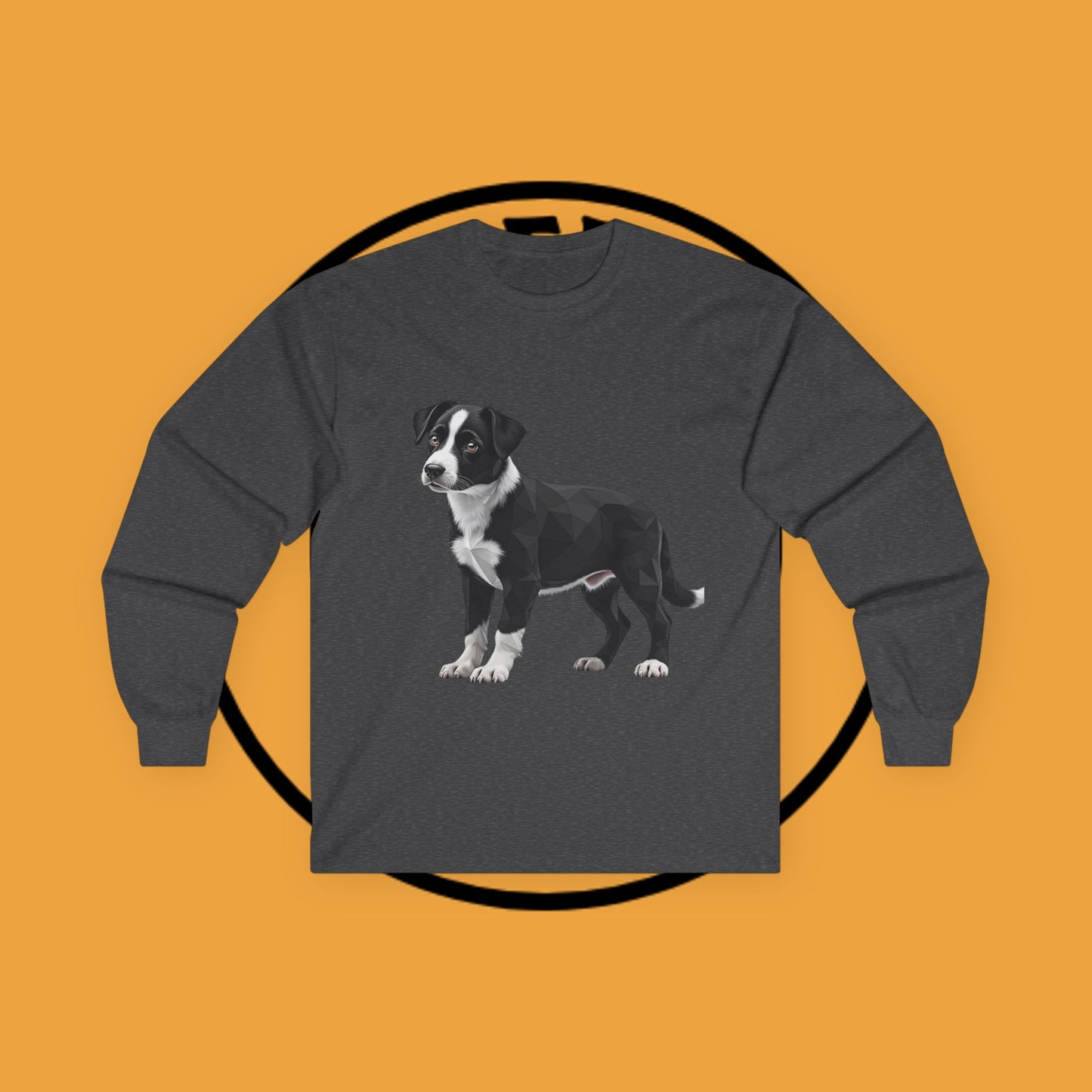 Geometric Border Collie Puppy Long Sleeve Tee - Low Poly Dog Art Shirt | Modern Pet Apparel