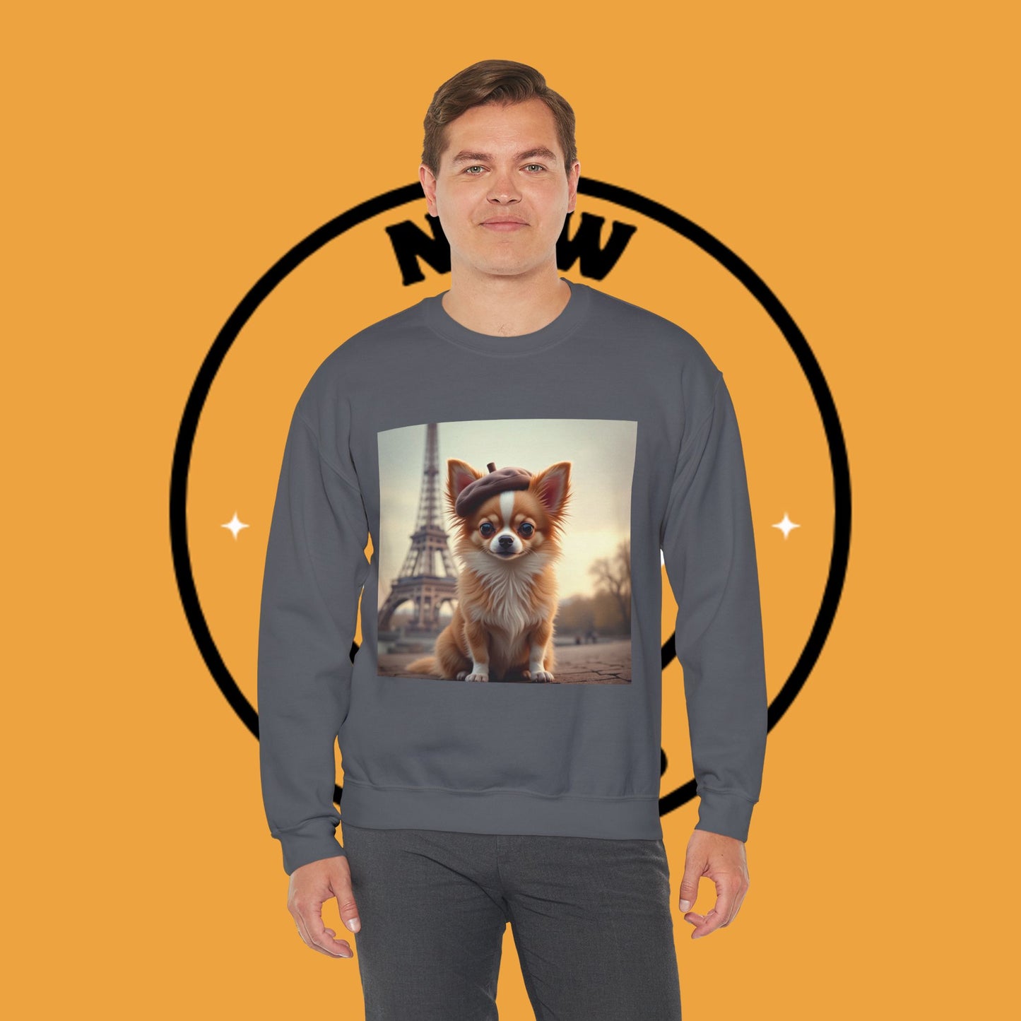 Parisian Chihuahua Beret Sweatshirt | French Dog Eiffel Tower Design | Travel Lover Gift